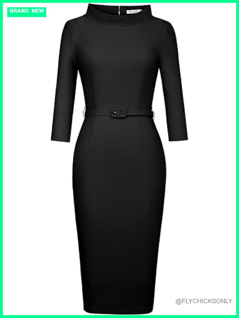 Elegant Vintage 3/4 Sleeve Cocktail Dress - Sheath With Belt